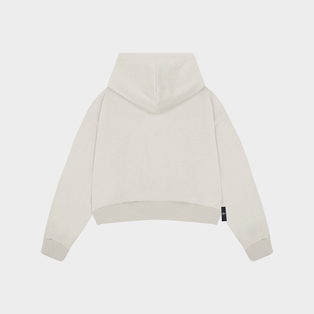 Áo Hoodie Zip Croptop TWENTI Nỉ Cotton Thêu Logo Basic