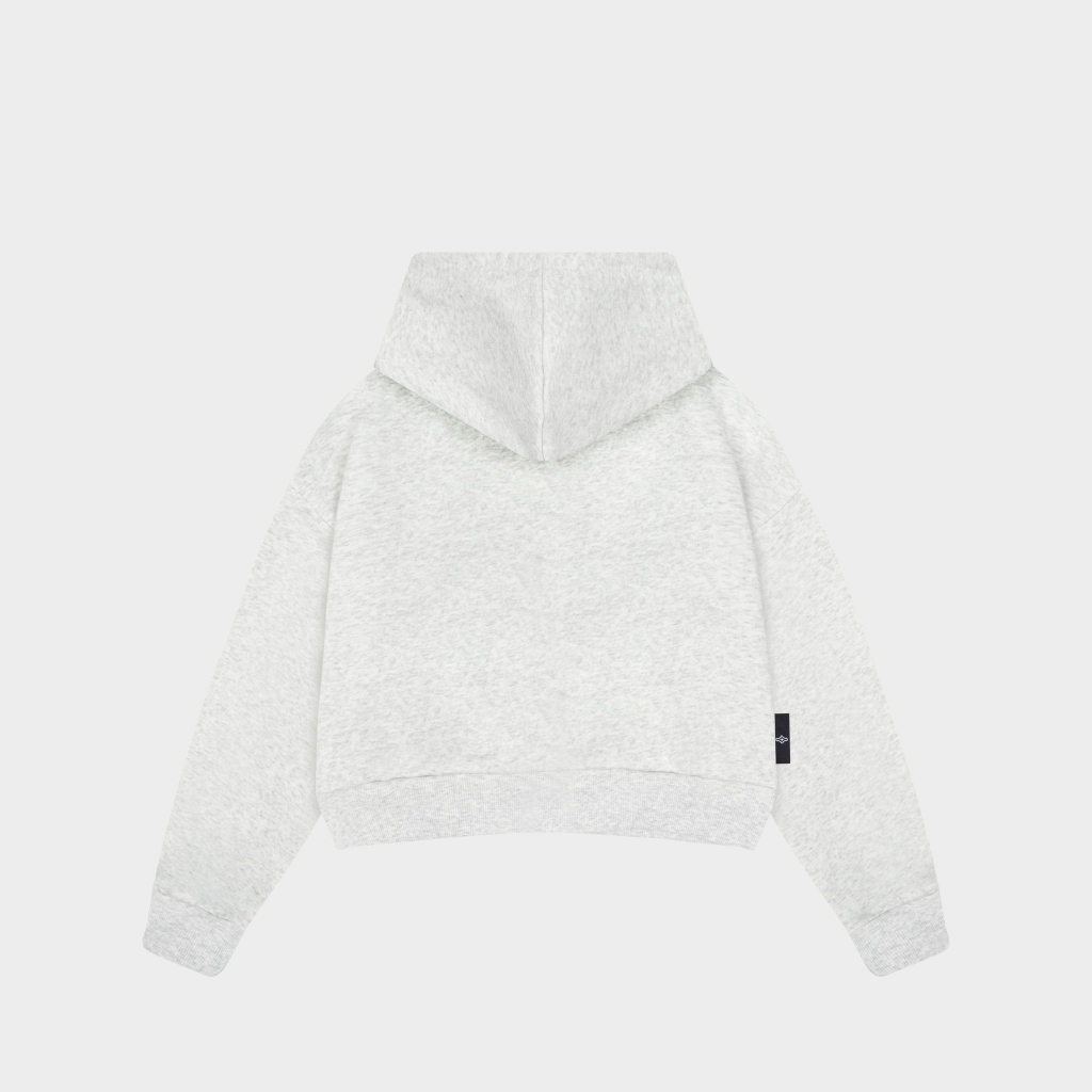 Áo Hoodie Zip Croptop TWENTI Nỉ Cotton Thêu Logo Basic