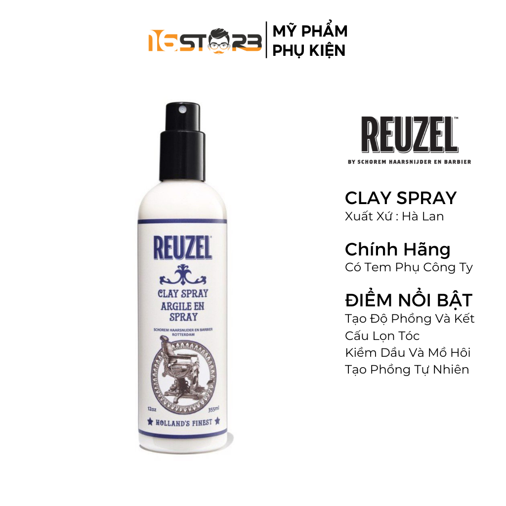 Xịt Tạo Phồng Tóc Reuzel Clay Spray 355ml