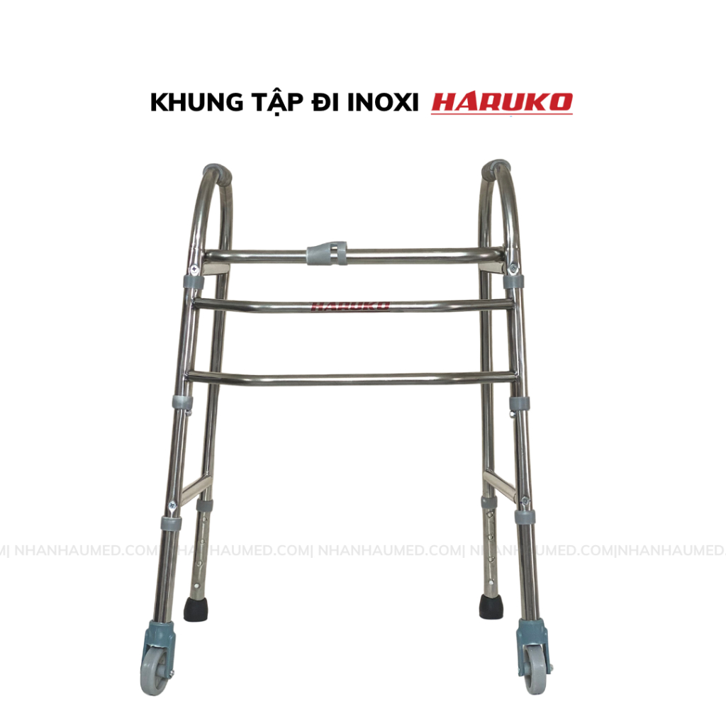 Khung Tập Đi Cho Người Già, Khung Tập Đi Inox Có Bánh Xe Dành Cho Người Già Người Khuyết Tật Tai Biến
