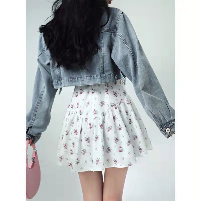 Áo khoác jean croptop dài tay DENIG
