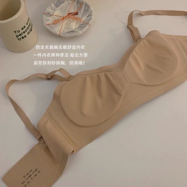 Áo lót ngực bra có thể tháo dây mặc quây vải thun lạnh siêu mịn chống tụt Yannie