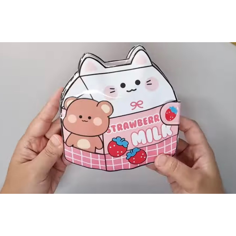(Sách Squishy nhồi bông) Sách squishy hộp sữa dâu