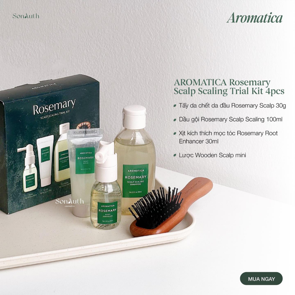Bộ sản phẩm chăm sóc tóc Aromatica Rosemary Scalp Scaling Trial Kit 4pcs