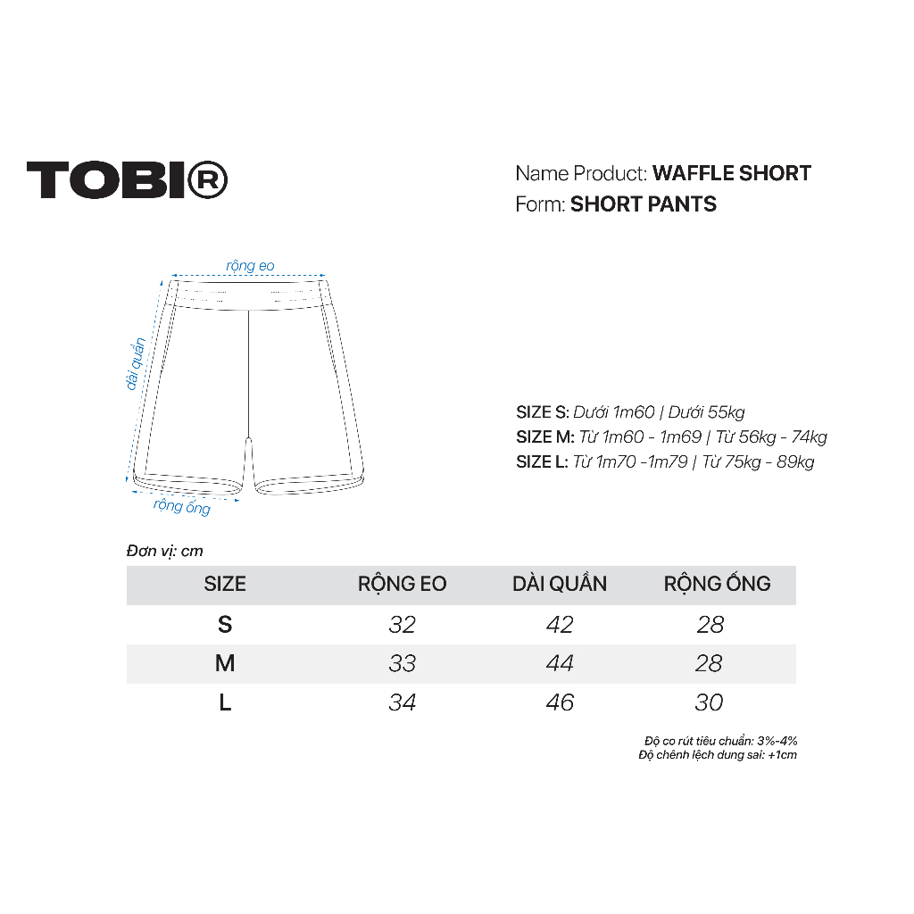 Quần Đùi Waffle Phối Màu Panel TOBI