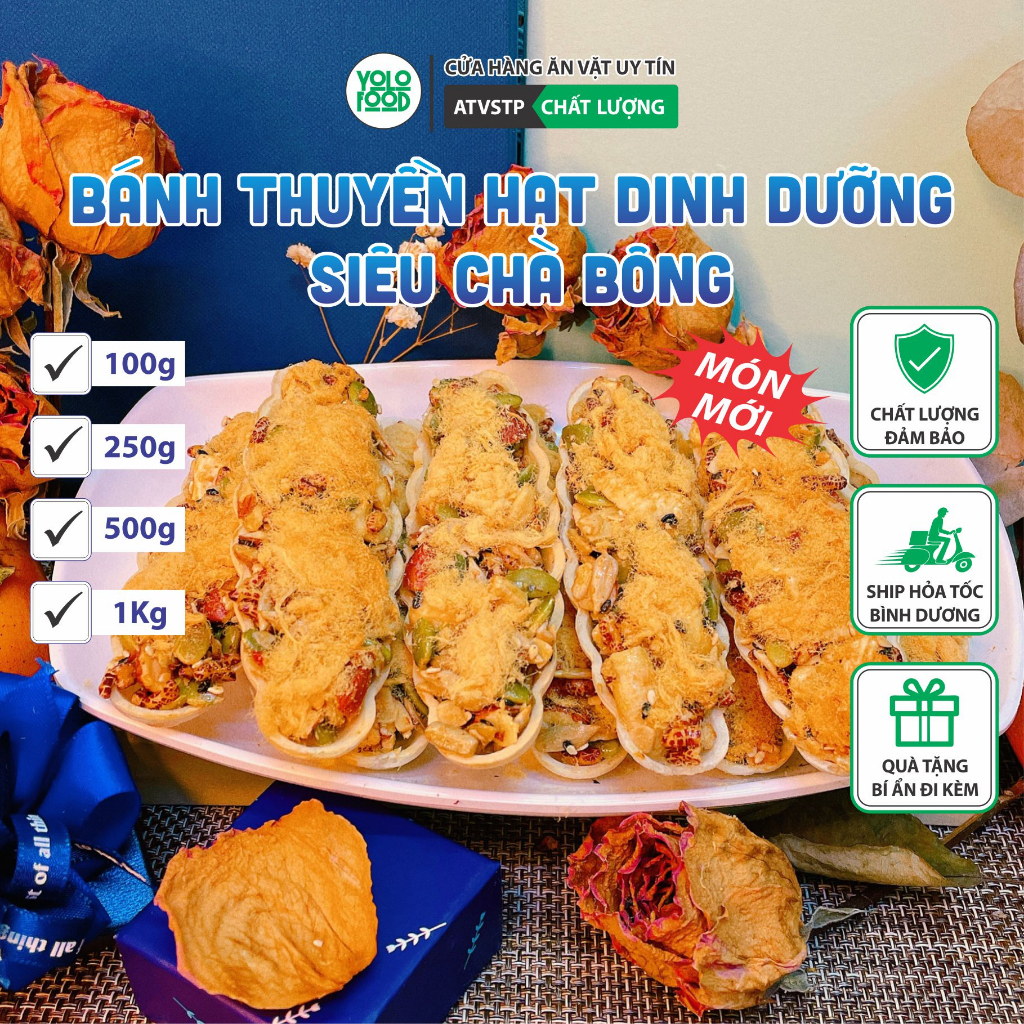 Bánh Thuyền Mix Hạt Dinh Dưỡng Chà Bông YOLOFOOD 100g-250G Đồ Ăn ...