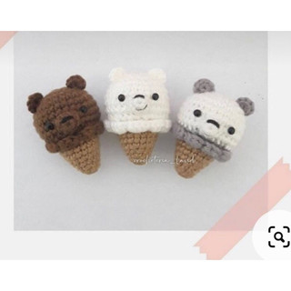 Móc khoá kem gấu bằng len handmade