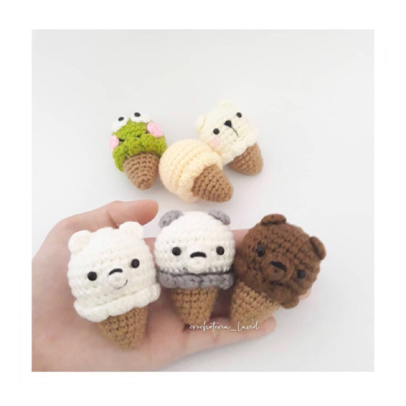 Móc khoá kem gấu bằng len handmade