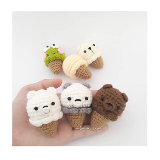 Móc khoá kem gấu bằng len handmade