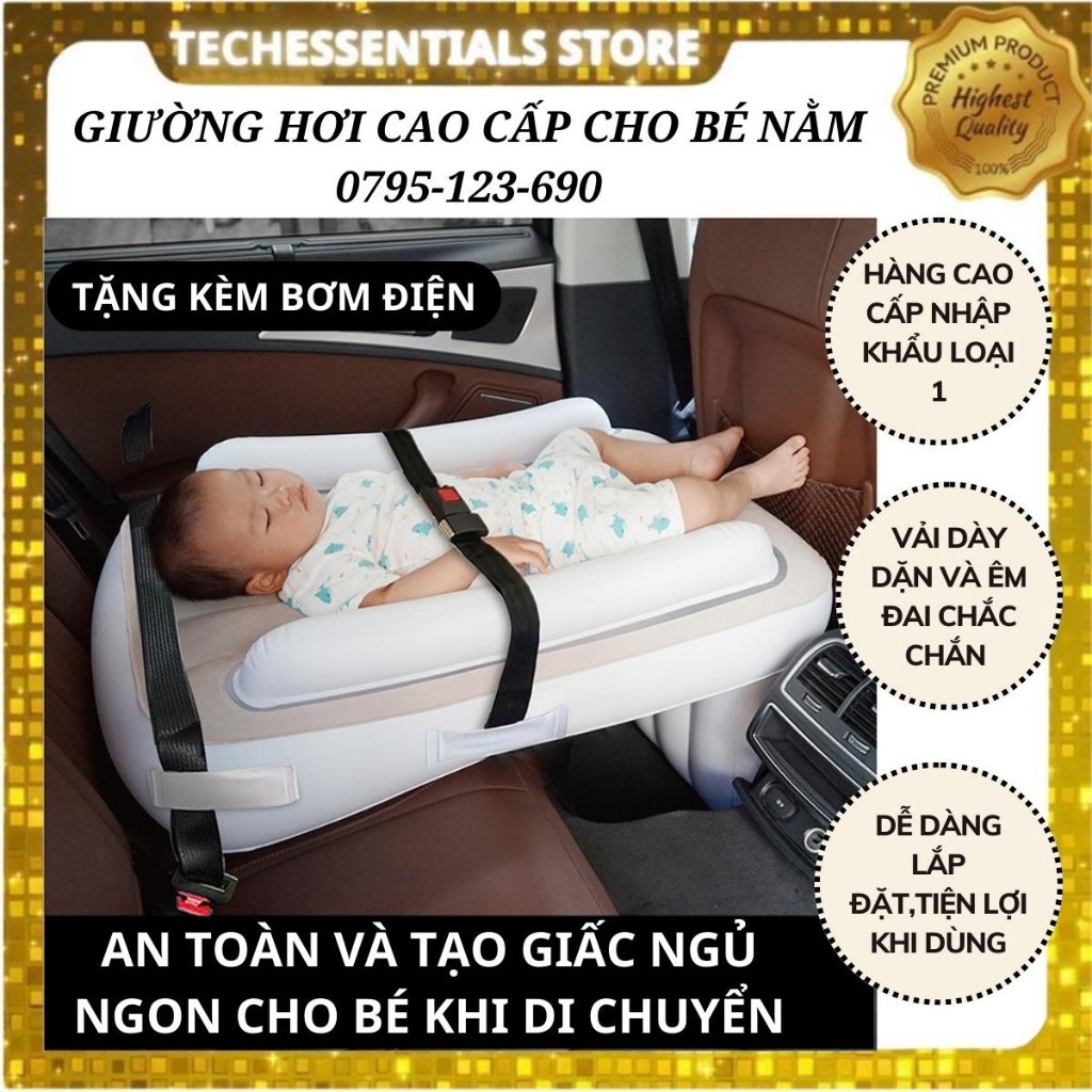 Giường hơi ô tô cho bé nằm ghế sau chính hãng COSYME,nệm hơi ghế sau ô tô cho trẻ nằm,đệm hơi ô tô cho bé nằm,đệm ô