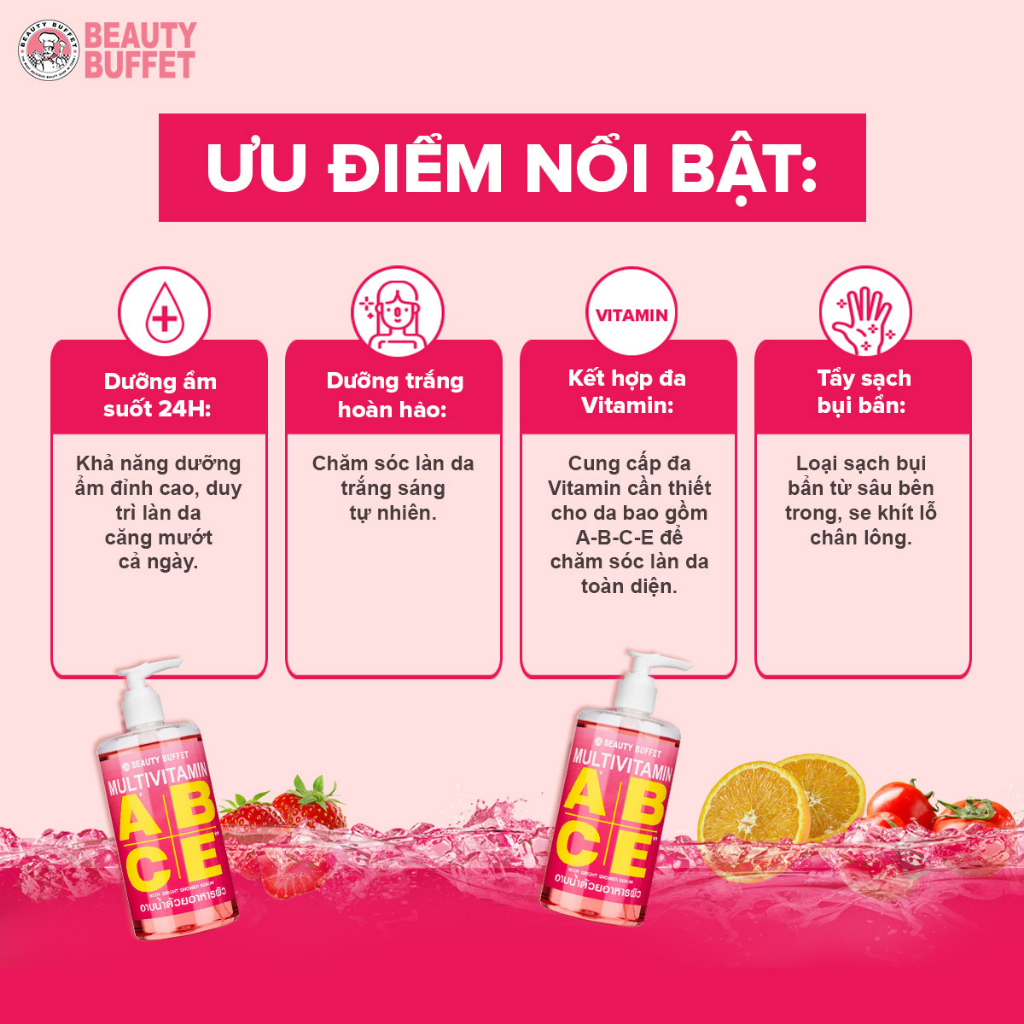 Sữa tắm dưỡng ẩm và sáng da Beauty Buffet Multivitamin 450ml