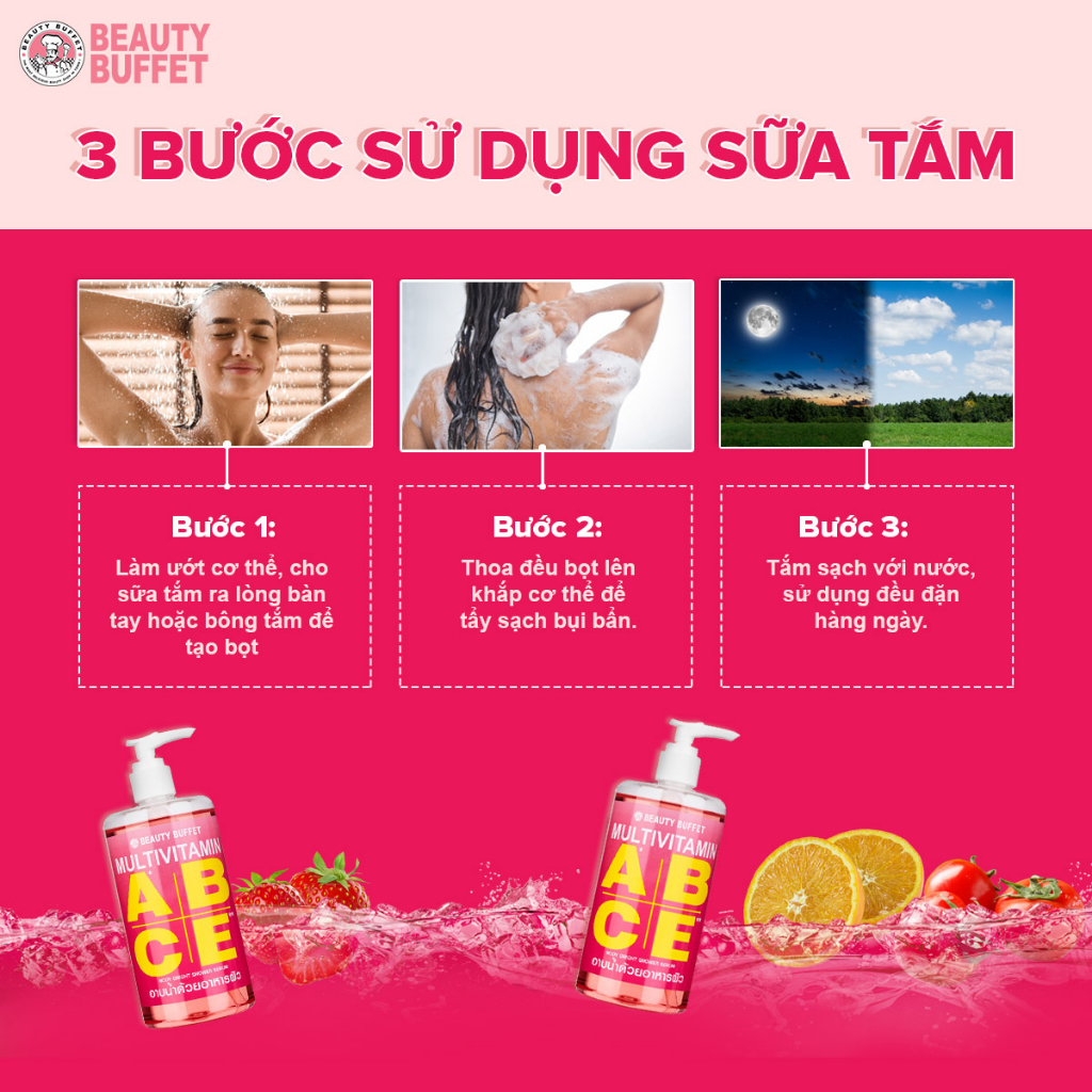 Sữa tắm dưỡng ẩm và sáng da Beauty Buffet Multivitamin 450ml