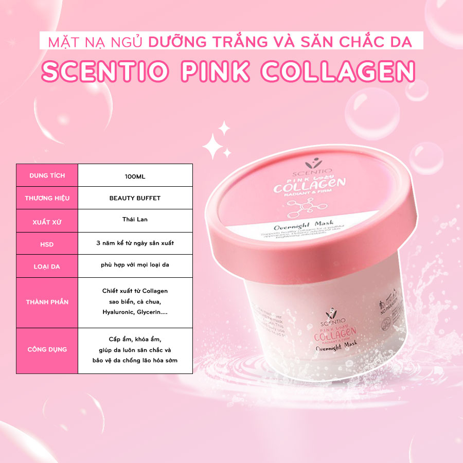 Mặt nạ ngủ dưỡng sáng và săn chắc da Scentio Pink Collagen Beauty Buffet 100ml