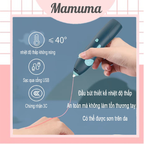 Bút vẽ 3D nhiệt độ thấp không dây 3D Pen kèm tập vẽ đồ chơi cho bé thoả sức tạo mô hình ba chiều sáng tạo