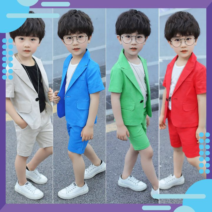 Bộ vest cộc bé trai mùa hè cho bé đi chơi đi tiệc gồm 2 chi tiết (Áo vest + quần) TQB110 TQB111 TQB112