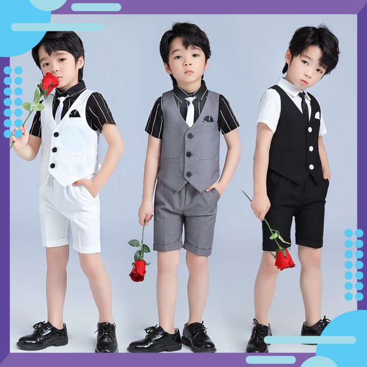 Bộ vest cộc bé trai cao cấp mùa hè cho bé đi học đi chơi dự tiệc TQB006 TQB113 TQB114