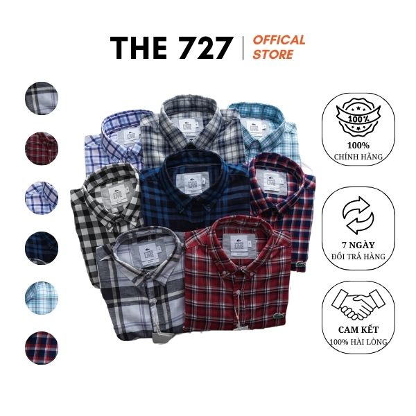Áo sơ mi nam cộc tay caro chất phải cotton thấm hút The 727 LC.02