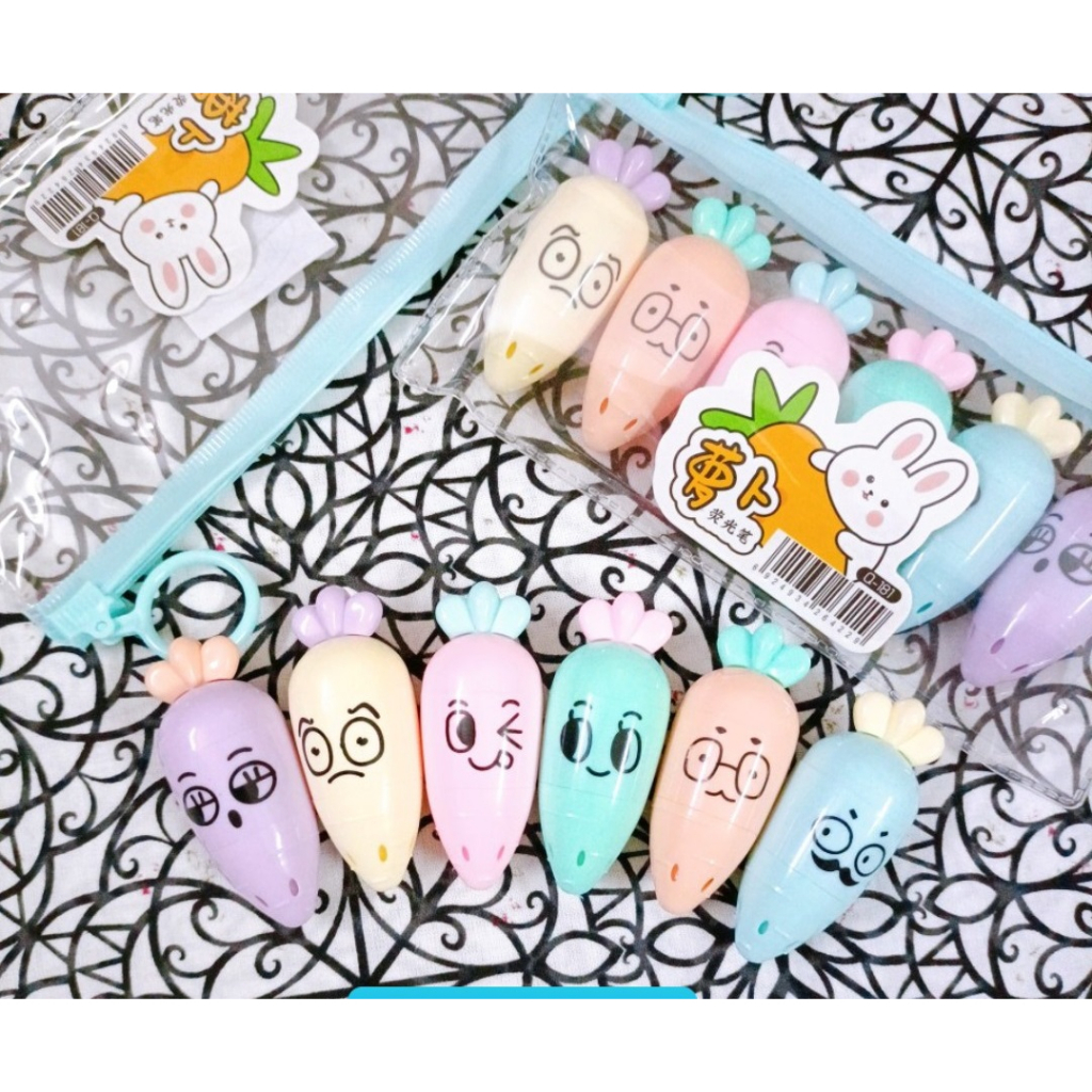 Bộ 6 bút dạ quang hình cà rốt M-809