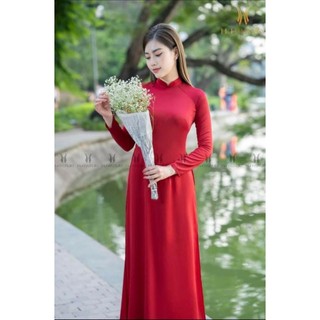 Vải may áo dài cao cấp- vải silk lụa màu đỏ đô [ khổ 1m 55]