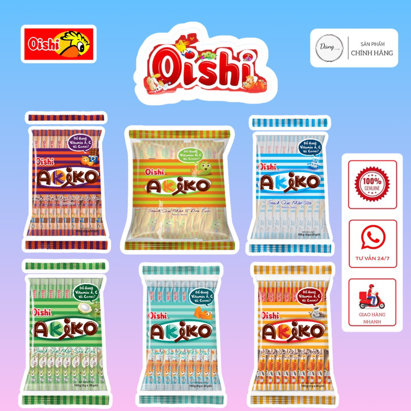 Snack Que Oishi AKIKO Có Nhân . Snack Oishi Đủ vị 160gr 20 que