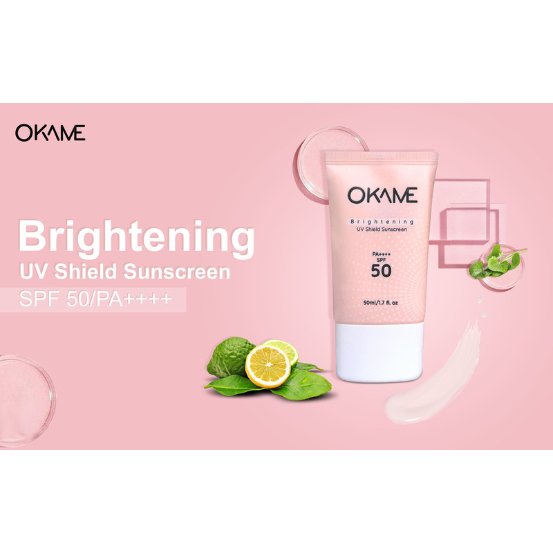 Kem chống nắng quang phổ rộng Okame Brightening UV Shield Sunscreen SPF 50 PA++++ 50ml vật ký hóa học