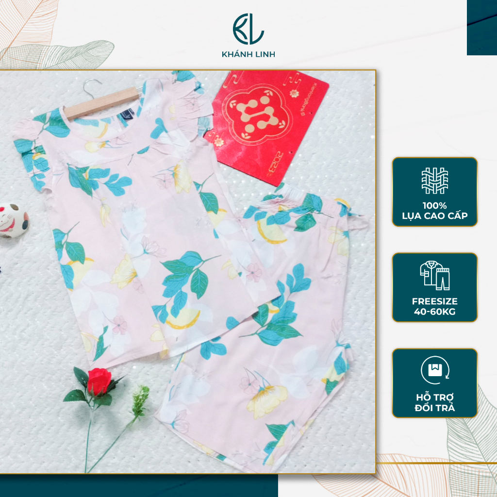 Đồ Ngủ Nữ Lửng Cánh Tiên Mẫu 3, Bộ Ngủ Mặc Nhà Pijama Áo Cộc Tay Quần Dài Vải Tole Loại 1 Mềm Mịn - Khánh Linh Shop
