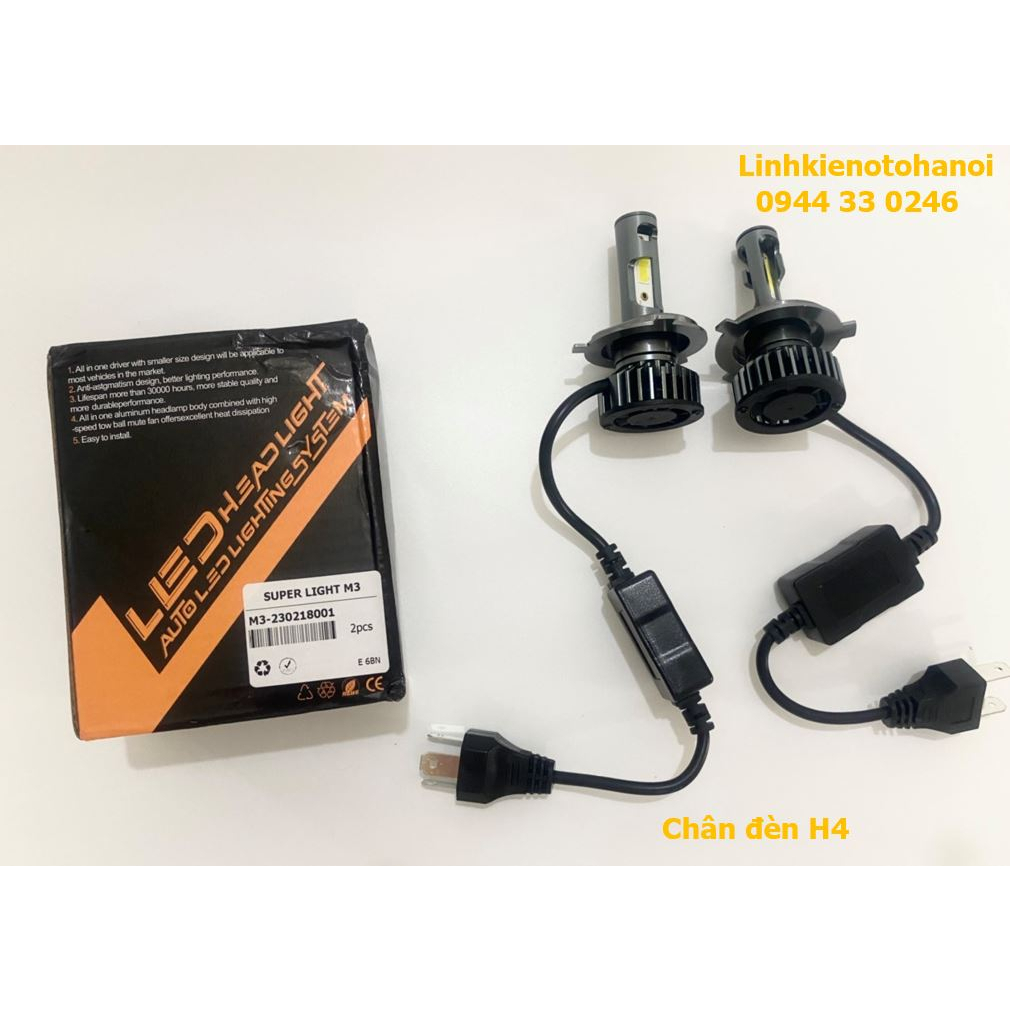 Đèn LED ô tô, Đèn pha, Đèn cos , Chân H4, Đèn Pha Cos Xe Máy, Super Light M3