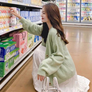 Áo khoác len cardigan pastel khuy vuông dễ thương - Yannie