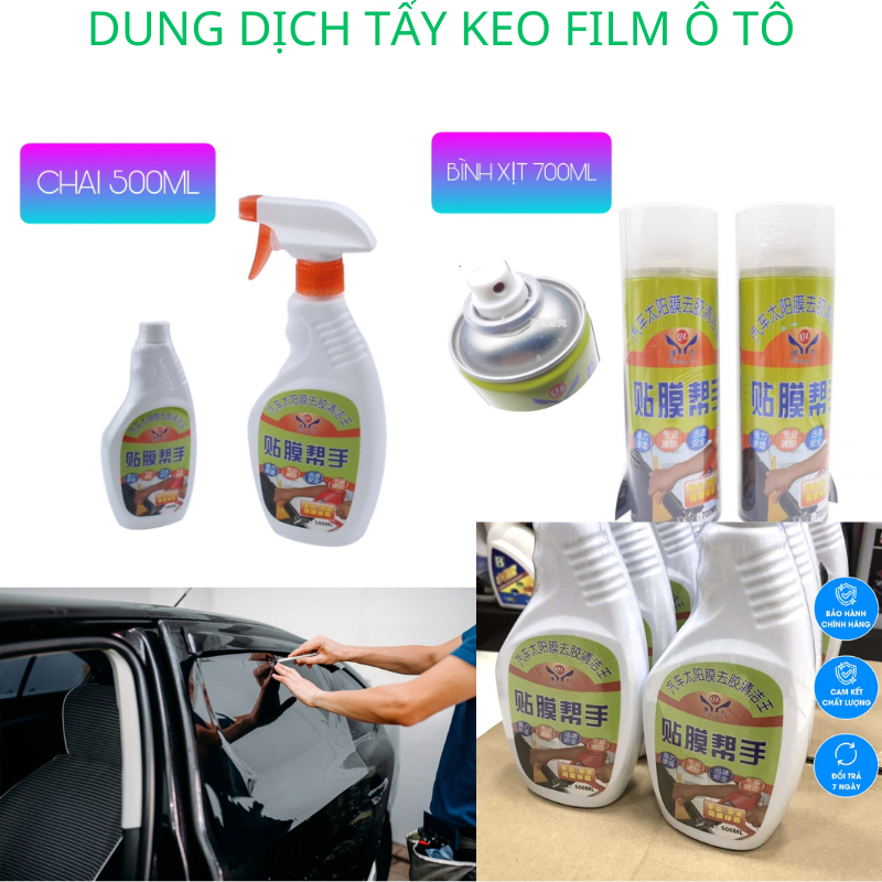 Dung dịch tẩy keo film cách nhiệt cho ô tô xe hơi hương chanh dung tích chai 500ml và bình xịt 700ml
