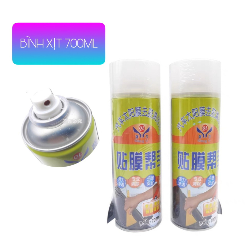 Dung dịch tẩy keo film cách nhiệt cho ô tô xe hơi hương chanh dung tích chai 500ml và bình xịt 700ml