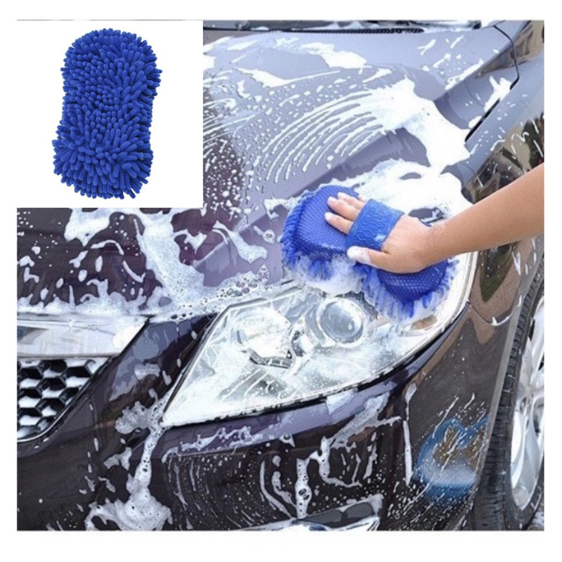 Bao tay san hô bọt biển sợi Microfiber lông cừu lau rửa xe ô tô, xe máy siêu mềm siêu thấm chuyên dụng