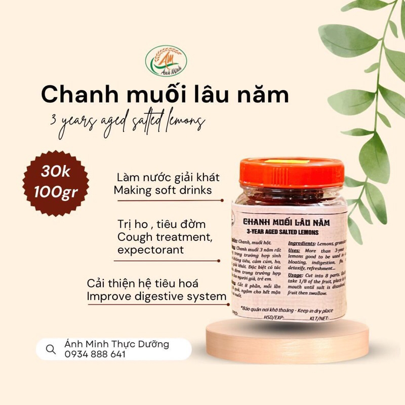 Chanh Muối Lâu Năm- Thực Dưỡng Ánh Minh