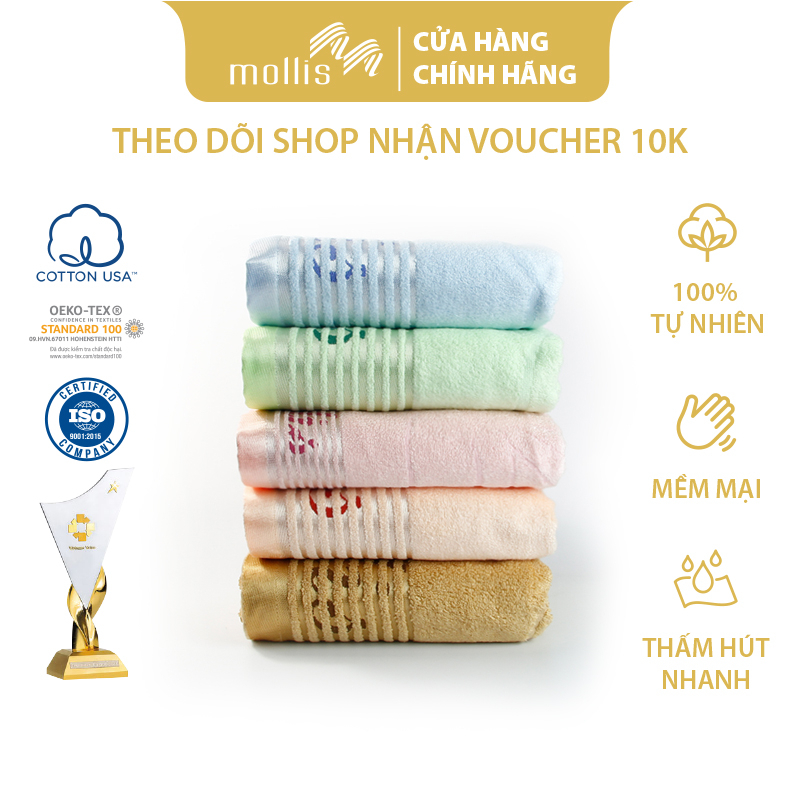 Khăn Tay Mollis Modal HMZ1 28x45cm Sợi Gỗ Sồi Siêu Mềm