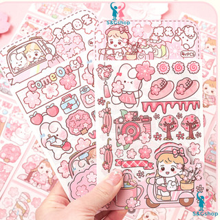 Sticker Momo 4 tấm mẫu cô gái hoạt hình nhiều kiểu dễ thương 11x18cm