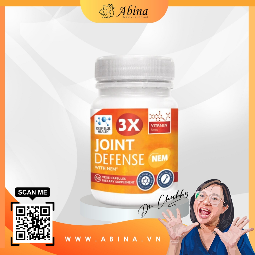 Viên bổ xương khớp giảm đau nhức tái tạo mô sụn Deep Blue Health 3x Joint Defense with NEM 60 viên Dr Chubby