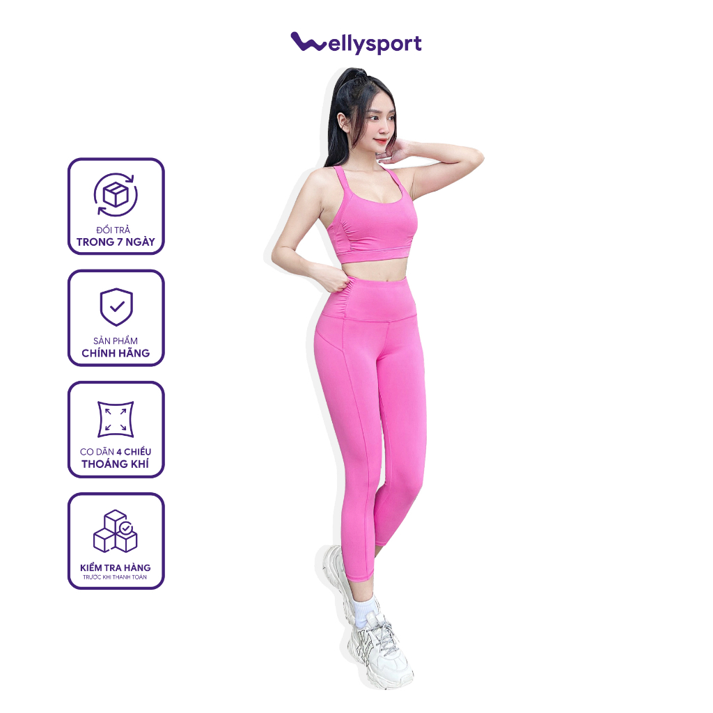 Bộ Đồ Tập Nữ Yoga, Gym Quần Lỡ, Welly Sport, Mã BTQL02