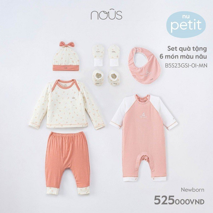 SET QUÀ TẶNG SƠ SINH 6 MÓN NOUS CHẤT PETIT MỀM MÁT