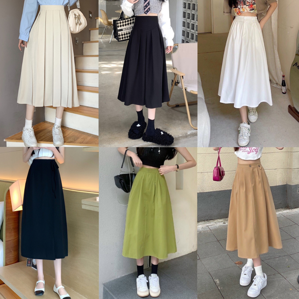 Chân váy ulzzang dang dài tiểu thư, Chân váy kiểu cổ điển cực sang chảnh form chuẩn, Chân váy cạp cao thời trang