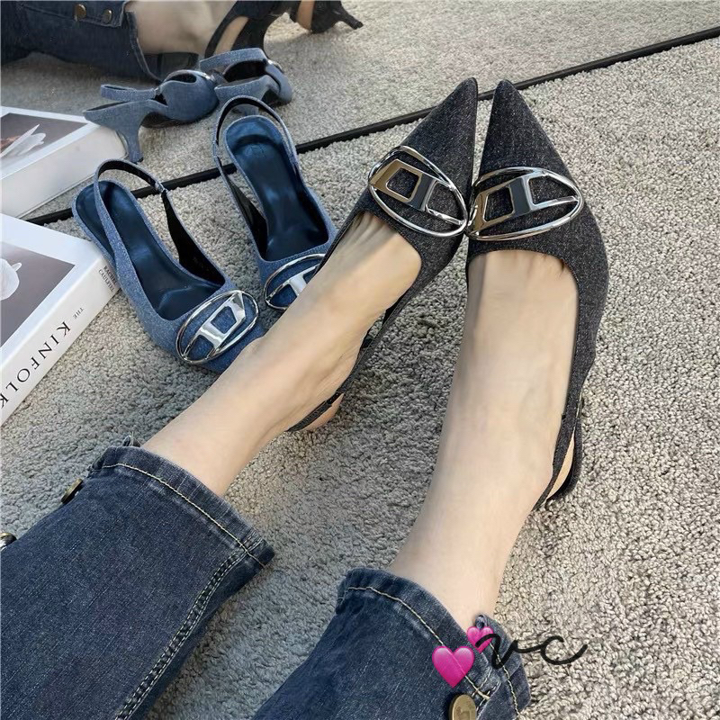 Sandal Di.sel Vải Jean Cao 4cm Hàng Fullbox - CERIHOUSE