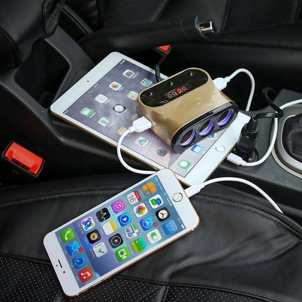Bộ Chia Tẩu 2 Cổng USB Báo Điện Áp Trên Ô Tô.
