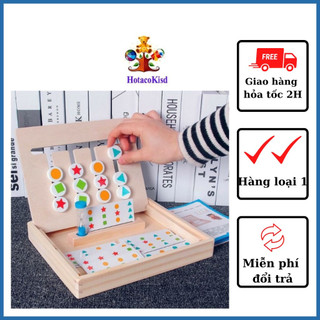 Đồ chơi bộ game toán học tư duy logic 4 màu theo thẻ bằng gỗ cho bé - Bộ trò chơi Montessori CORACLE.