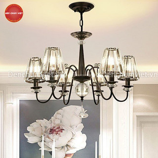 Đèn chùm pha lê cao cấp 6 - 8 bóng , đèn trang trí phòng khách, bàn ăn, nhà hàng, khách sạn