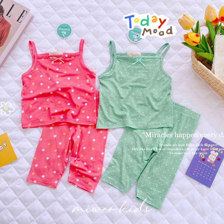 Bộ hai dây quần ngố cotton lụa mềm cho bé gái (7-18Kg) - DB49
