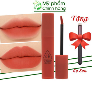 Son kem lì 3ce blurring liquid lip stay away đỏ pha cam nâu phù hợp mọi tông da
