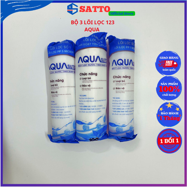 Bộ lõi lọc nước AQUA lõi 1 2 3 Chính hãng, sử dụng tất cả các loại máy lọc RO, Kangaroo, Karofi, Nano...