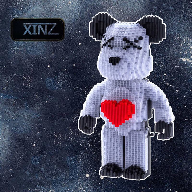 Mô hình lắp ráp lego bearbrick 35cm XINZ đồ chơi mô hình lắp ráp hình gấu ironman người nhện