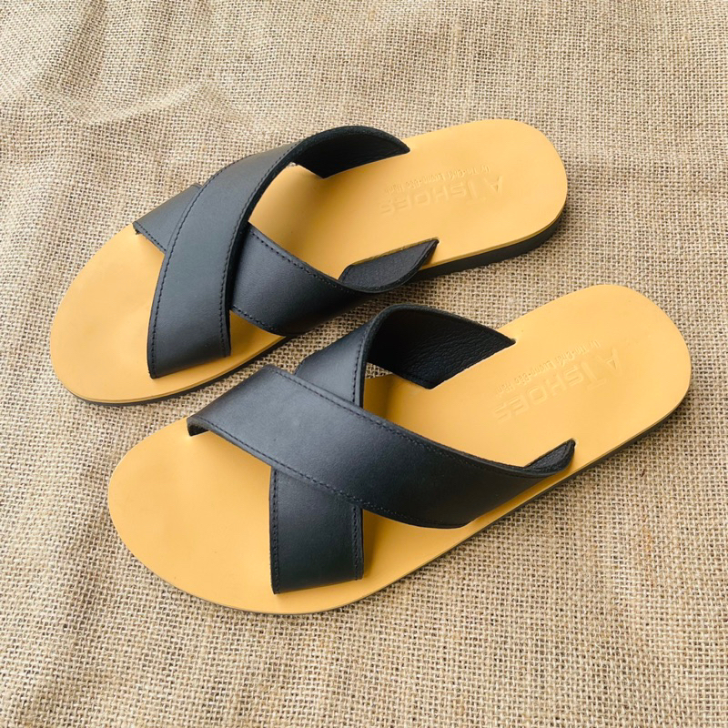 Dép Da Nam Cao Cấp Da Bò Thật Dép Quai Chéo Da Bò Thật Phong Cách Trẻ Trung CAT224