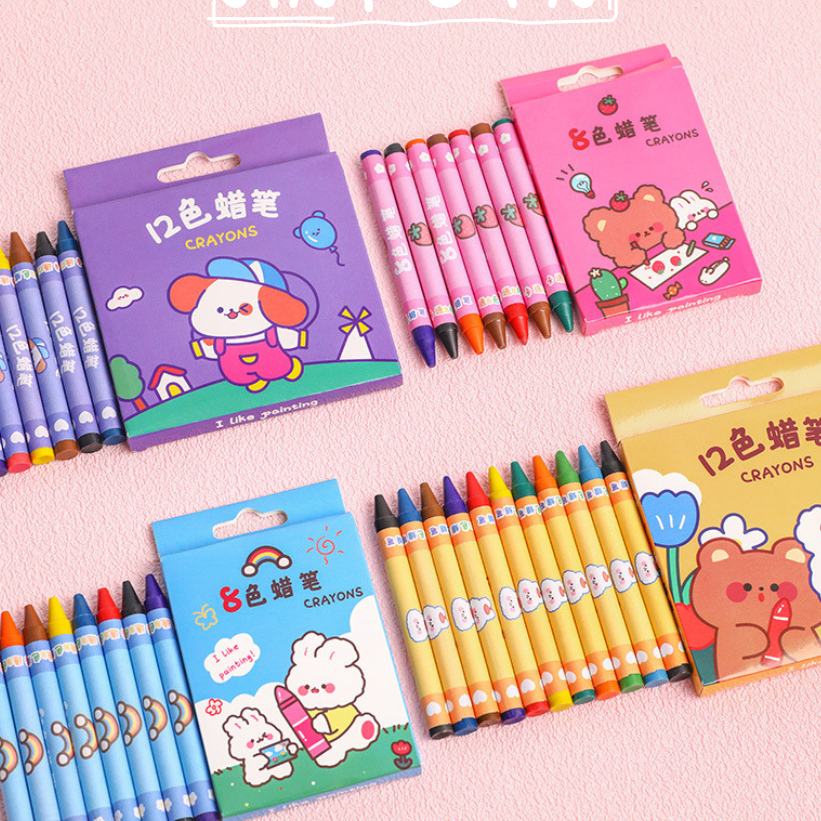Hộp 8 - 12 bút sáp màu cho bé tập tô tập vẽ - bộ quà tặng học sinh