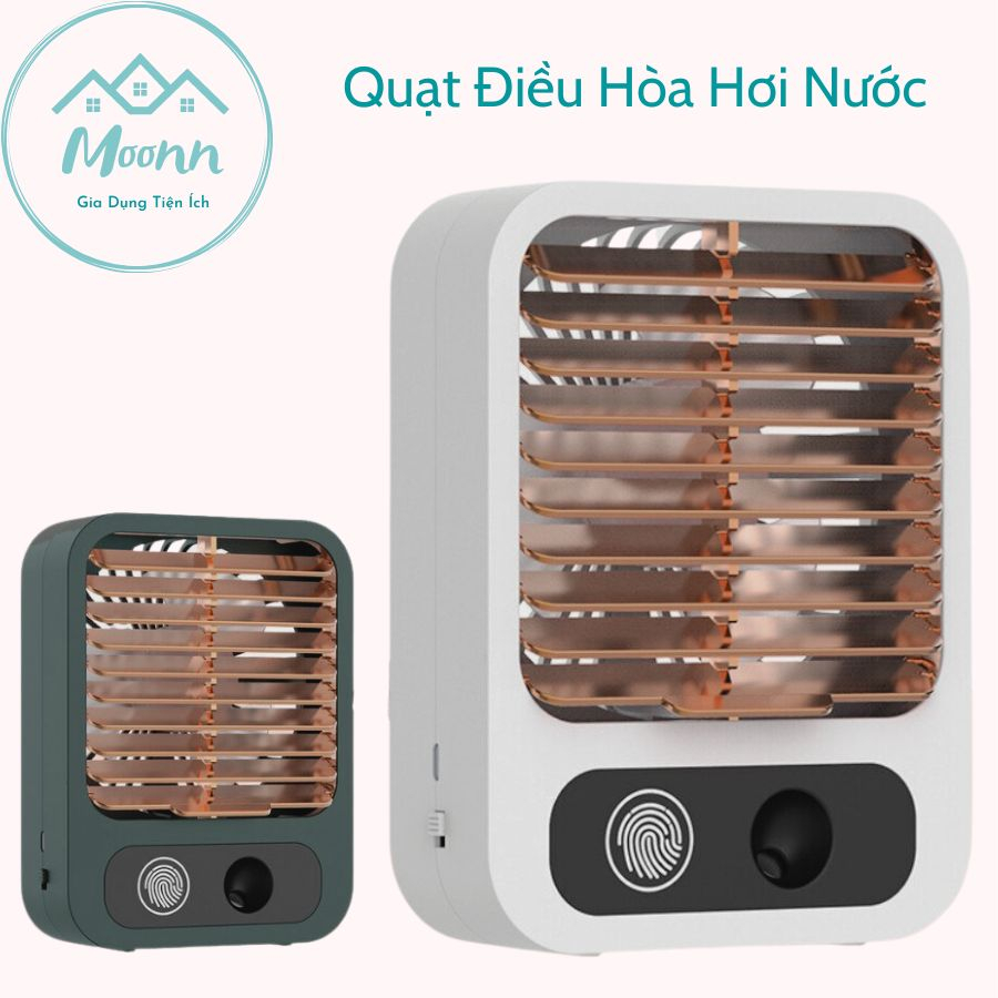 Quạt Điều Hoà Hơi Nước Mini Để Bàn, Quạt Phun Sương Mini Sạc Tích Điện Dung Tích Bình Chứa Nước Lớn