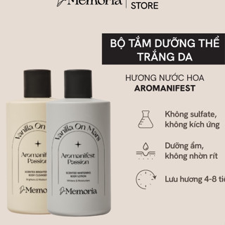 (Tặng bông tắm) Bộ Sữa Tắm Và Dưỡng Thể Trắng Da Hương Nước Hoa Thư Giãn De Memoria (2x300ml)